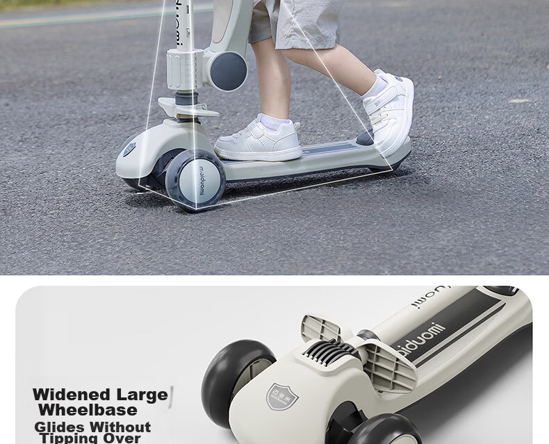Maidomi Kids Scooter 1-3-6-12 Years Old Baby 2-in-1 Multifunctional Foldable Gravity Steering Music Flashing Wheels 15