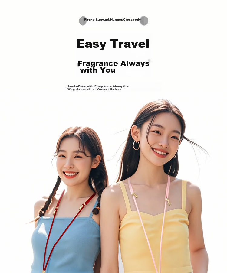 ESCASE Perfumed Phone Lanyard Crossbody Neck Strap Dopamine High-End Retractable Adjustable Anti-Lost for Huawei Mate 80 Apple 17 Pro Long White 3