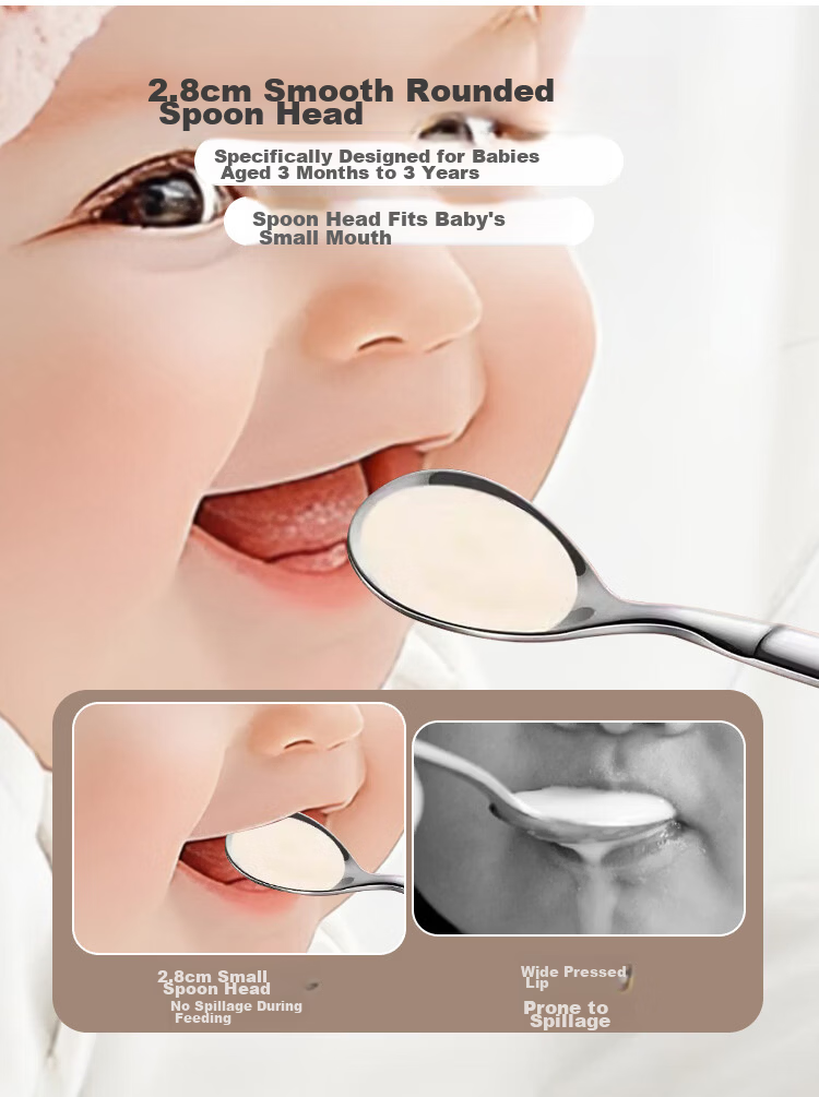 Banwu Life 316 Stainless Steel Feeding Spoon Baby Spoon Stirring Long Handle Children's Eating Training Spoon 6