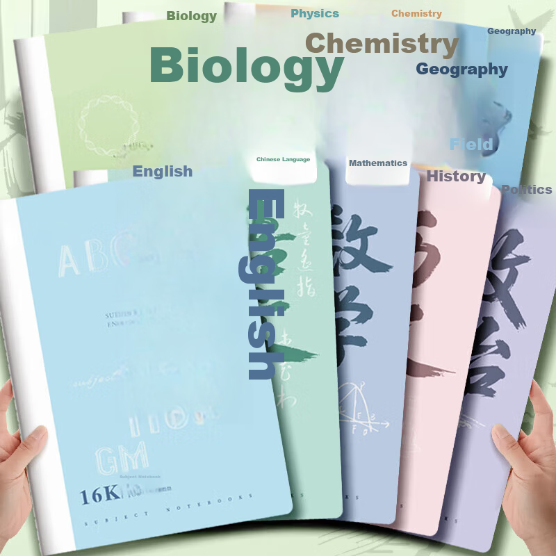 Ichimaru Kayo 7-Subject Notebook for Chinese, Math, English, Politics, History, Geography, Biology, 16K Thickened, Middle and High School Student Classroom Homework, Subject-Specific, Error Correction 1