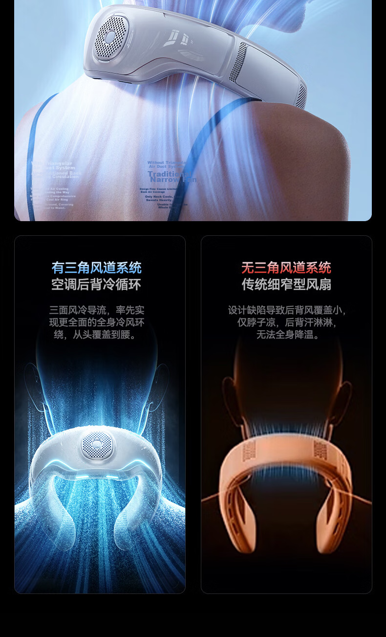 AUX [2026 New Model | Superconducting Cooling] Neck-hanging Fan Air Conditioner Cooling Fan Semiconductor Long Battery Life Small Portable Silent Outdoor Gadget 5