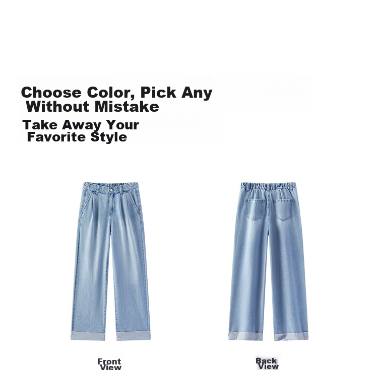 Semir Senrou | Women's Summer Denim Jeans with Striped Patchwork Cooling Long Pants 2026 Stylish Wide-Leg Trousers 109326124009 21