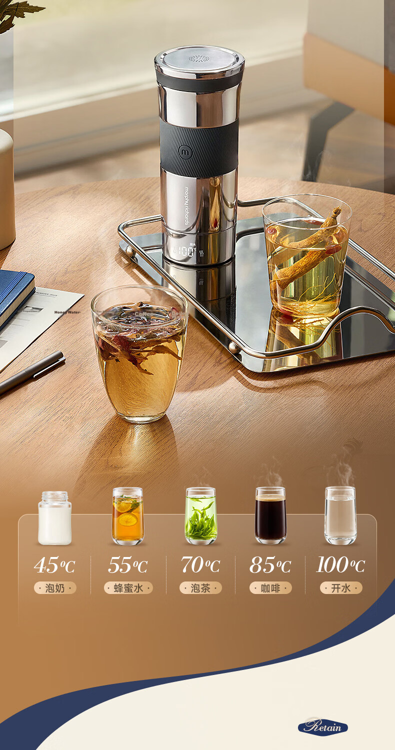 Morphyrichards 26th Anniversary Portable Electric Kettle 316L Stainless Steel Travel Water Heater Insulated Automatic Temperature Control Kettle MR6068 7