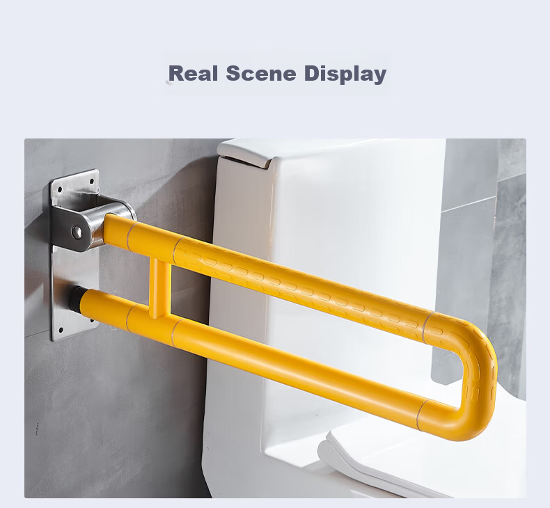 Pollock BLK-U1 U-Shaped Flip-Up Armrest Bathroom Elderly Safety Non-Slip Toilet Luminous Grab Bar Accessible Restroom 12