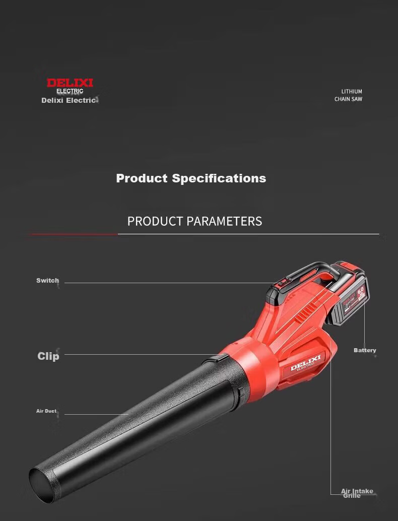 DELIXI ELECTRIC Lithium Battery Hair Dryer High Power Dust Removal Fan Rechargeable Blower Snow Blower Leaf Blower Industrial Dust Collector 23