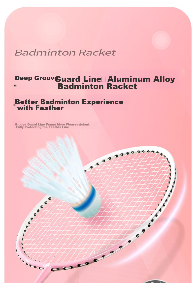 Deli Angenite Wear-Resistant Concave Frame Aluminum Integrated Badminton Racket Classic Beginner Student Entry-Level (Blue-Pink Pair + 3 Shuttlecocks) 1