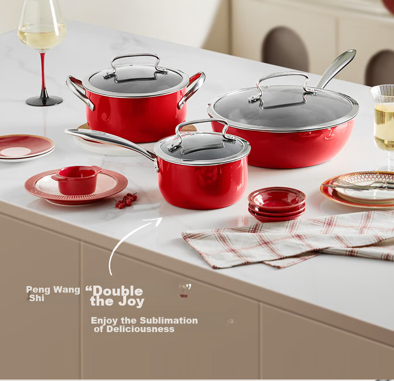 SUPOR Enamel Coated Frying Pan, Soup Pot, Milk Pot Cookware Set 3-Piece TP2406E Housewarming Gift 17