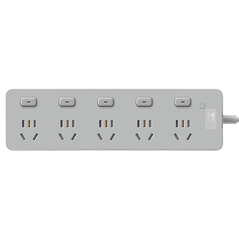 BULL Power Strip / Extension Cord / Surge Protector / Multi-Outlet Strip / Power Board / Cable Reel Z Generation 5 Outlets with Individual Switches, 1.8 Meters Long GN-Z1053J