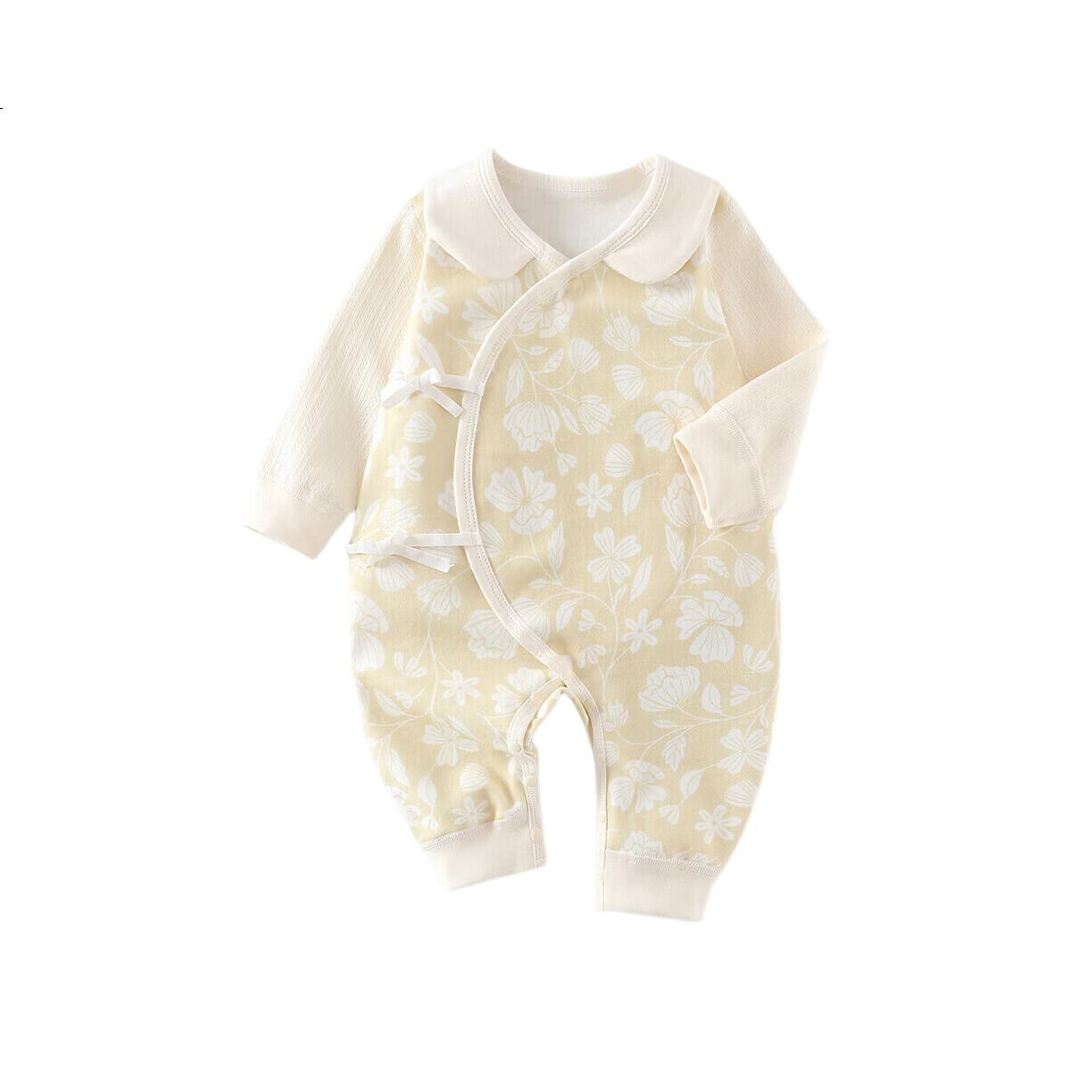 Baby Newborn Pure Cotton One-Piece Long Sleeve Pajamas Spring Autumn Seamless Crotch Romper Sleepsuit