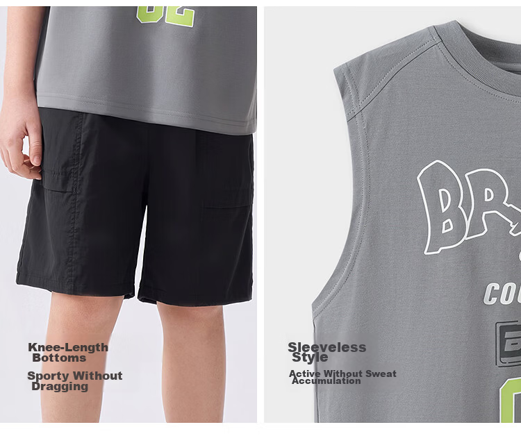 Balabala Boys Vest Set Kids Two-Piece 2026 New Summer Cool Sun Protection Moisture-Wicking Quick-Dry Trendy 9