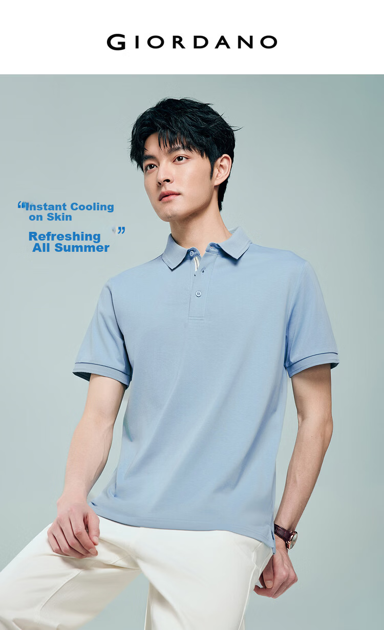 Giordano Men's Comfortable Antibacterial Polo Shirt New Black Technology Cooling Jacquard Short Sleeve Collar Top 13016233 3