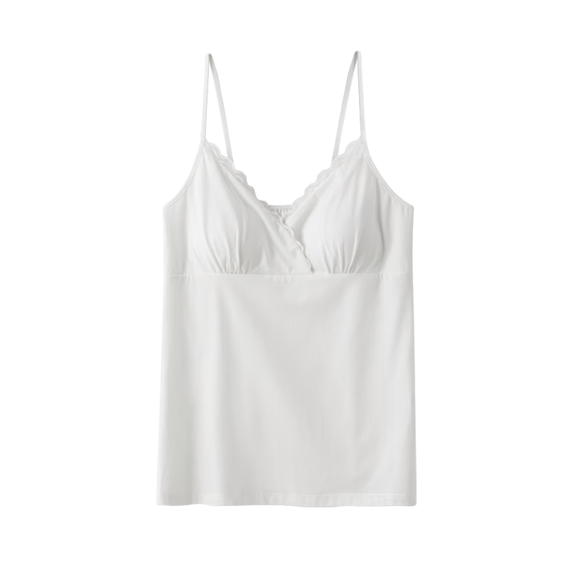 EMXEE Maternity Nursing Tank Top Pure Cotton Bra-Free Camisole with Chest Pads Breastfeeding Cover for Pregnant Women XL