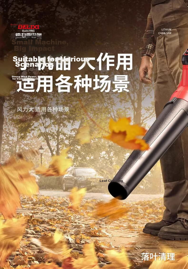DELIXI ELECTRIC Lithium Battery Hair Dryer High Power Dust Removal Fan Rechargeable Blower Snow Blower Leaf Blower Industrial Dust Collector 16