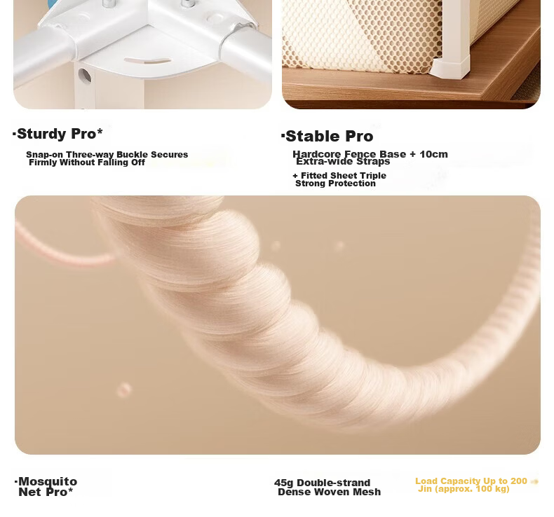 Lazy Infinity [Stable Tent Pro5] Home Baby Anti-Fall Playpen Mosquito Net Frame 1.8*2m [Flat Tube Adjustable Base] 7