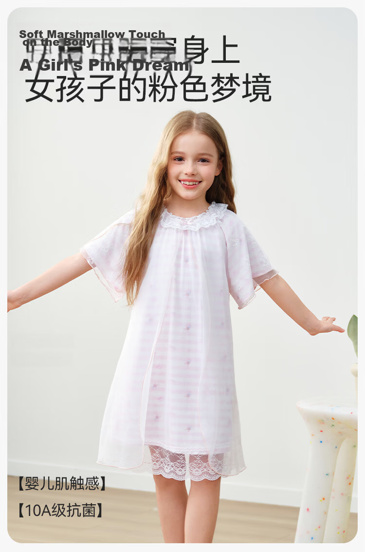 YEEHOO [Pure Cotton] Girls' Fairy Tale Style Nightgown, Home Wear, Children's Sleepwear 2