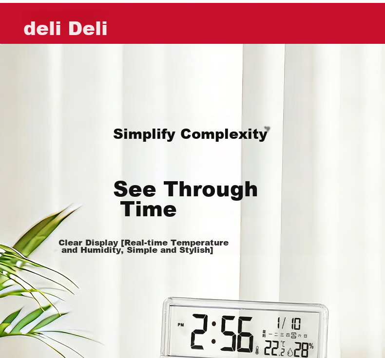 Deli Electronic Alarm Clock Backlight Large Bell Smart Home Student Multifunctional Thermometer Large Screen Bedside Clock Back to School Essential - LE122 Gift 1