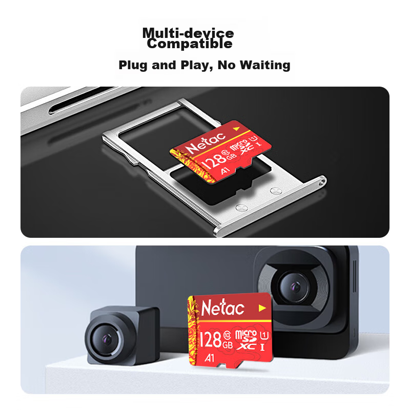 Карта памяти Netac 128GB TF (MicroSD) A1 U1 C10, классическое китайское издание, скорость чтения 100 МБ/с, для видеорегистратора и смартфона