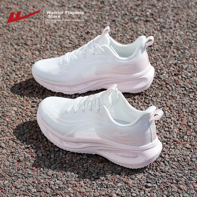 Warrior Official Women's Sports Shoes 2026 Summer New Lightweight Mesh Running Shoes for Women 5535 White Pink Size 37