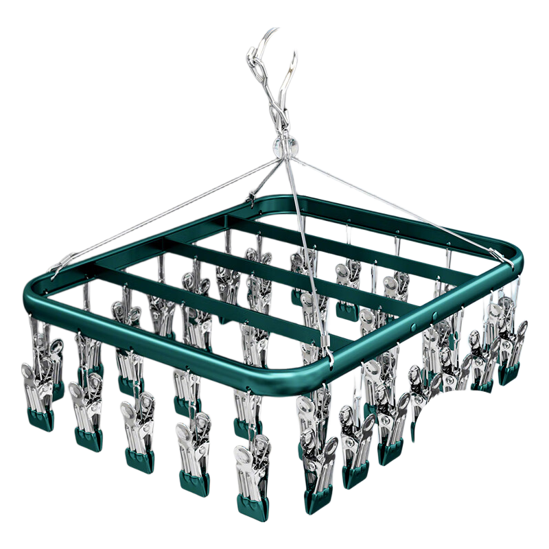 40,000 Kilometers Aluminum Alloy Sock Drying Rack Multi-Clip Clothes Hanger Balcony Household Multi-Functional Underwear Clip 36 Clips