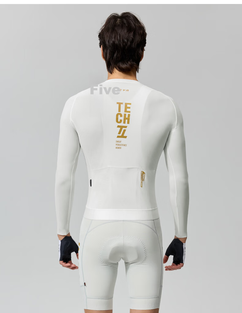 EVR Men's Summer Long Sleeve Cycling Jersey Solid Color Lightweight Quick-Dry High Elastic Breathable Road Bike Golden Black S 15