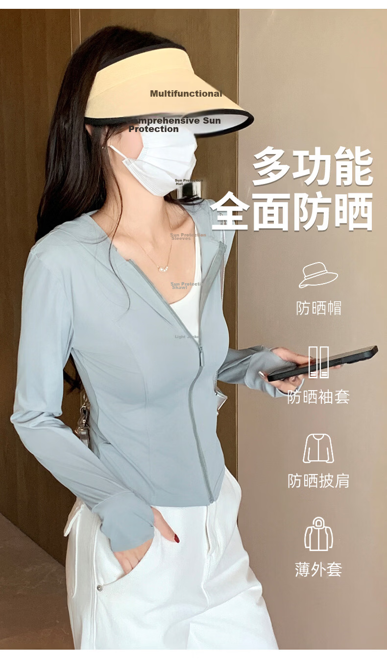 Langsha Women's Ice Silk Sunscreen Jacket Summer Thin Outdoor UV Protection Slim Fit Short Cardigan Coat 6
