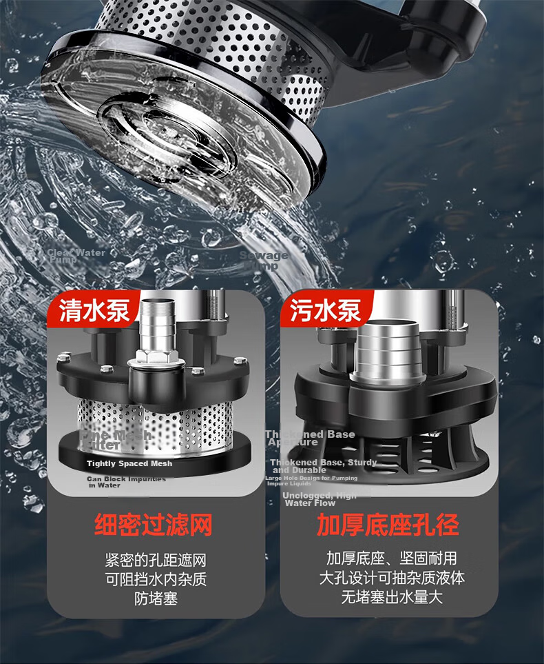 Zanke Submersible Pump Household Well Water 220V Stainless Steel 1 Inch 370W Clean Water Pump for Agricultural Irrigation 23