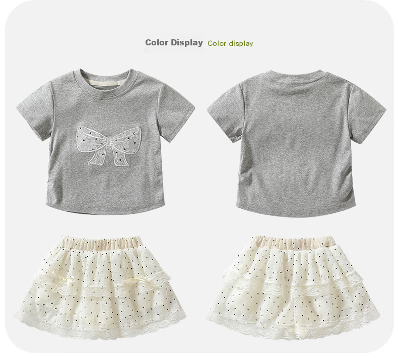 VOONLIE Girls Summer Outfit Stylish Kids Clothing Baby Girls Short Sleeve T-Shirt and Skirt Two-Piece Set Summer 4