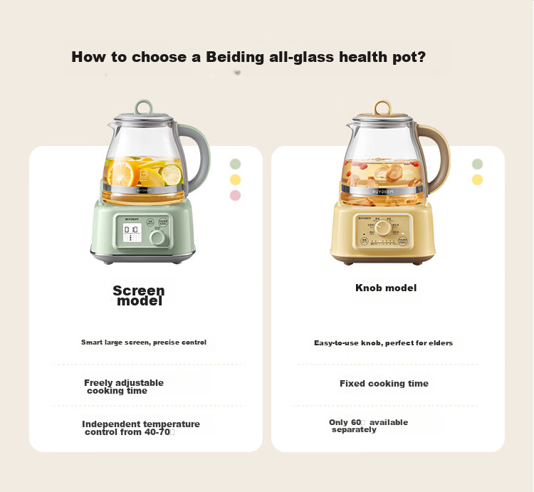 Buydeem FK551 Health Pot All-Glass Electric Kettle Multi-Functional Stewing and Tea Brewing Kettle Office Home Constant Temperature Kettle Light Yellow 4