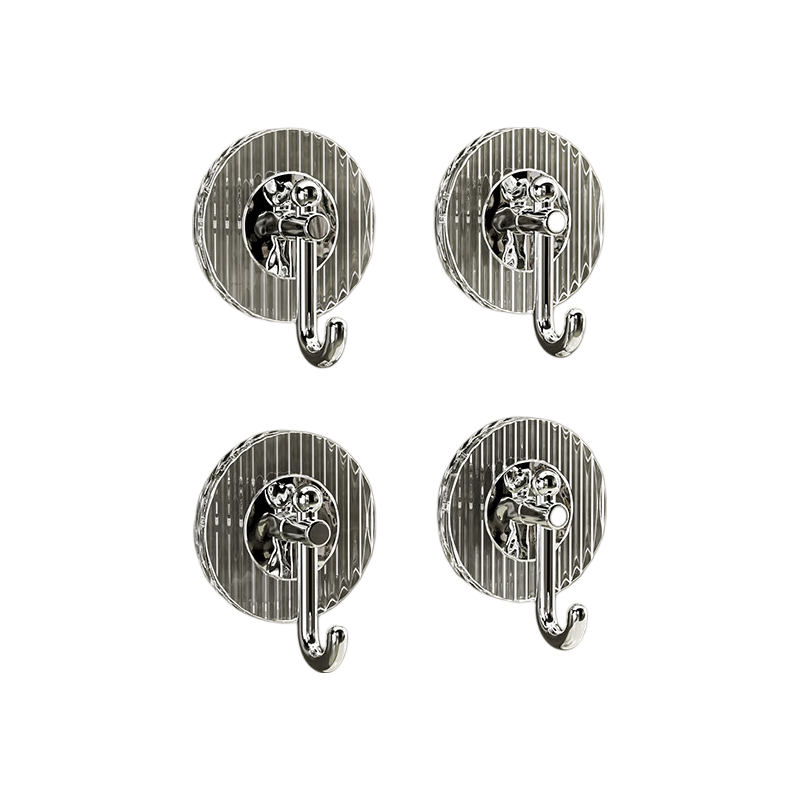 Bydoll Luxury Adhesive Heavy-Duty No-Drill Bathroom Wall Hooks, 4-Pack Transparent