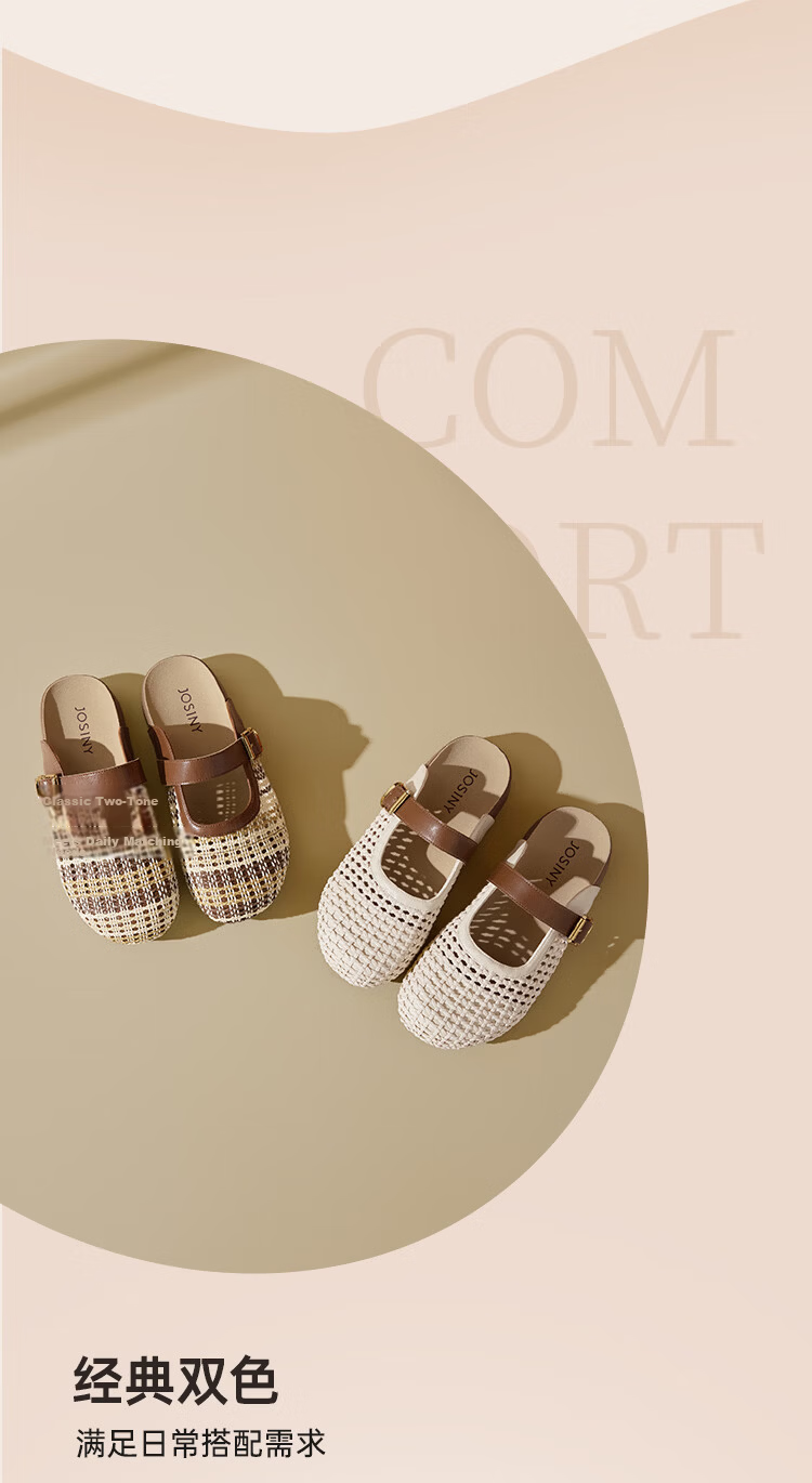 Zhuoshini Women's Vintage Slip-On Closed-Toe Sandals 2026 Summer New Breathable Mesh Birkenstock Style Half Slippers Off-White Size 38 5