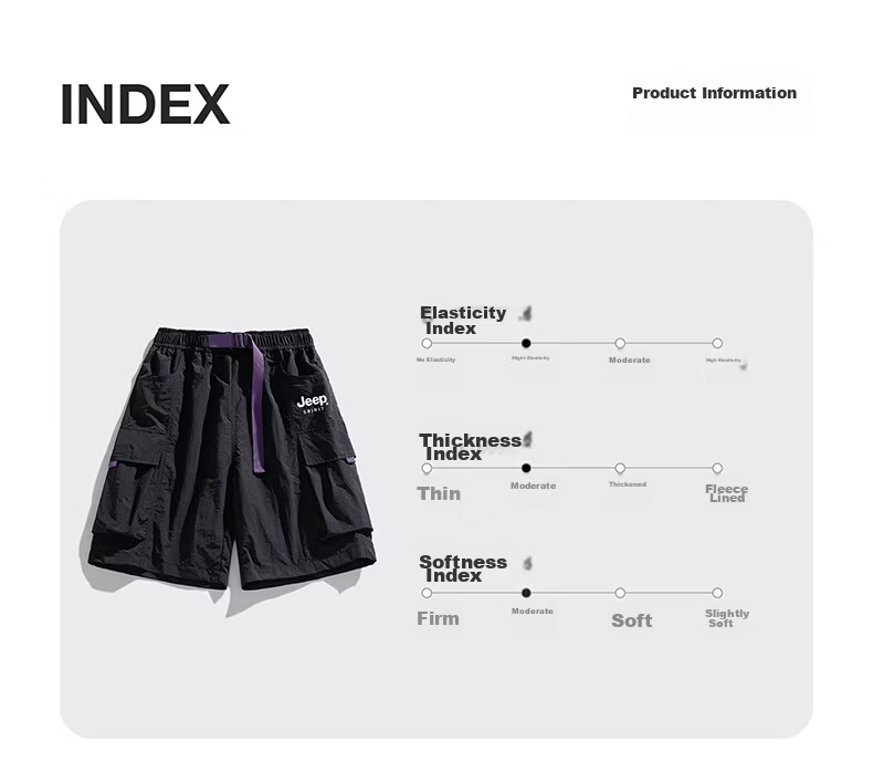 JEEP SPIRIT Men's Shorts 2026 Summer Casual Cargo Loose Fit Knee-Length Pants Black XL 5