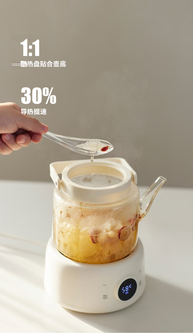 Olayks Instant Full Glass Health Kettle Electric Water Boiler Pure Glass No Glue Small Office Multi-Functional Temperature Control Tea and Flower Tea Kettle 11