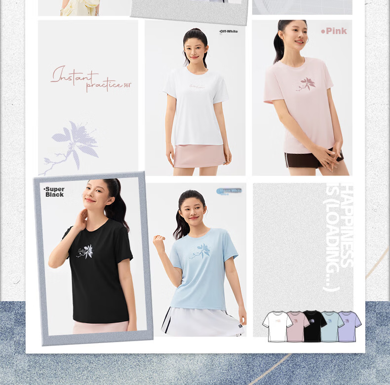 361° Women's Short Sleeve Spring Summer New Sports T-Shirt Quick-Dry Loose Casual Running Top 662624113-3 4