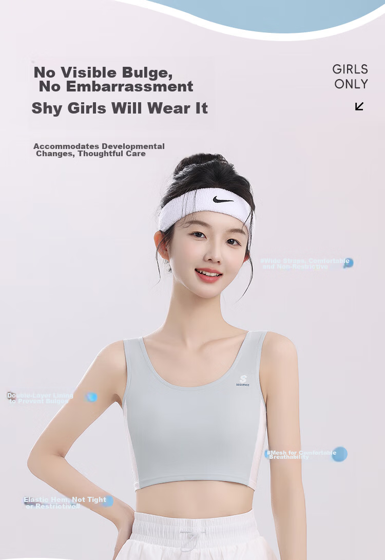 Urban Beauty Girls' Youth Development Sports Shockproof Bra Junior High School Large Kids Single Piece 6