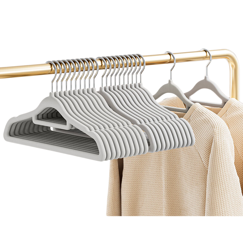 JEKO&JEKO Velvet Hangers, Non-Slip, 45cm, 20 Pieces, Gray