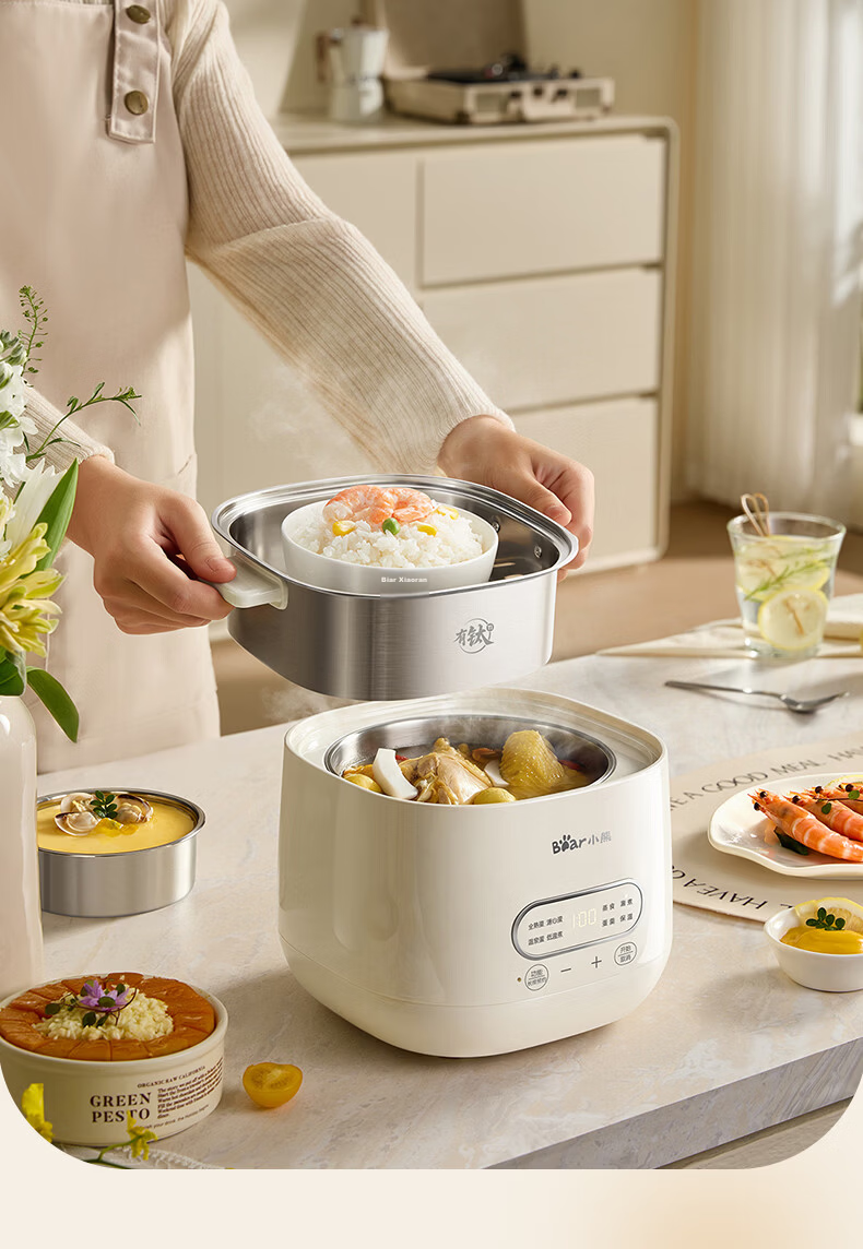 Bear Titanium Egg Cooker Steamer Automatic Power-Off Breakfast Steamer Timer Reservation Small Single-Use Non-Coated Light Food Machine ZDQ-F12G3 14