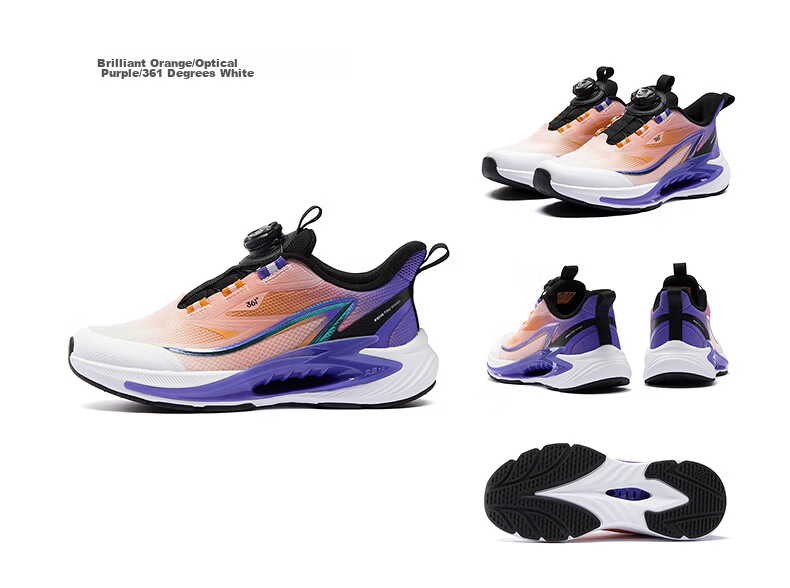 361° Wind Vent 7.0 Kids Running Shoes Spring 2026 Boys and Girls Lightweight Bounce Cushioning Professional Dial Sports Shoes Black Size 29 28