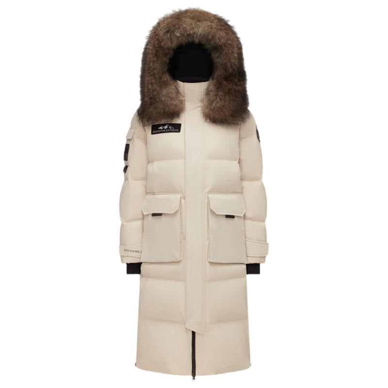 BOSIDENG Extreme Cold Goose Down Jacket Unisex Couple Thickened Long Winter Coat with Large Fur Collar
