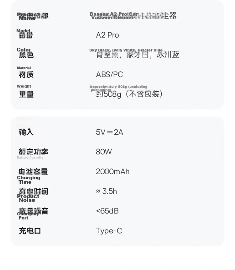 BASEUS Car Vacuum Cleaner Wireless Handheld High Suction Power Portable 120ml A2 Pro 15