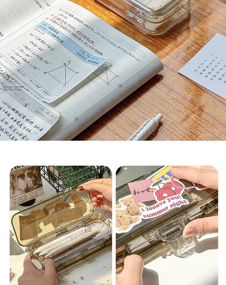 Class 3 Grade 2 Transparent Frosted Pencil Case Large Capacity Student Pencil Box Ins Storage Office Minimalist Transparent Version 9
