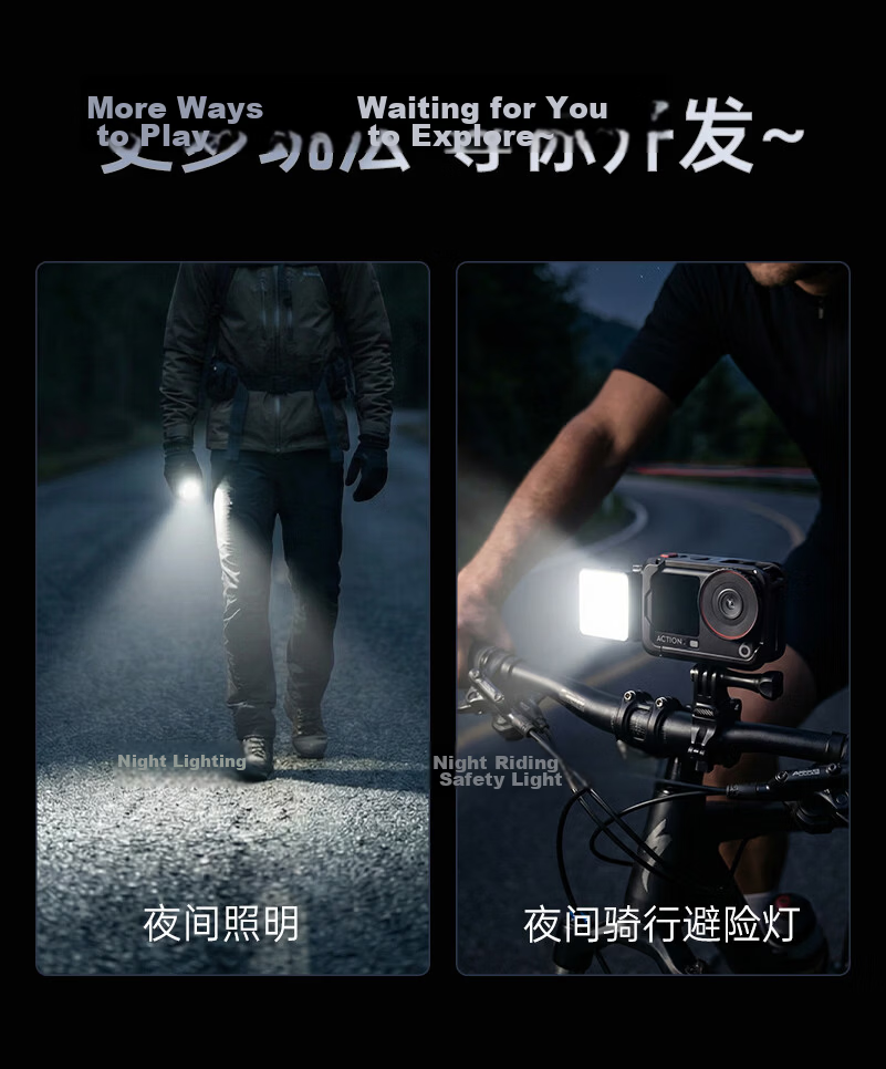 Llano DJI Action6/Action5Pro/4 Fill Light ACE Pro2 Sports Camera Cold Shoe Magnetic Mini Light Night Portrait Shooting/Live Streaming Constant Light 11
