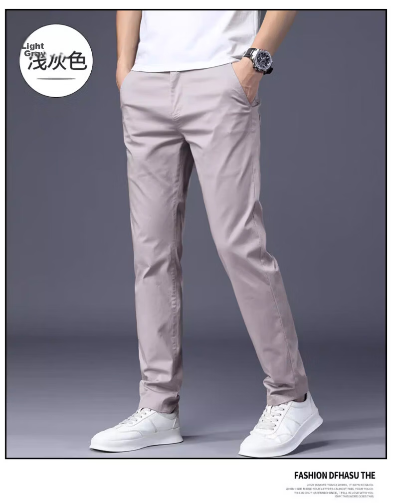 Playboy Summer Lightweight Men's Casual Pants Pure Cotton Loose Straight-Leg New Trendy Brand Versatile Stretch Trousers for Men 17