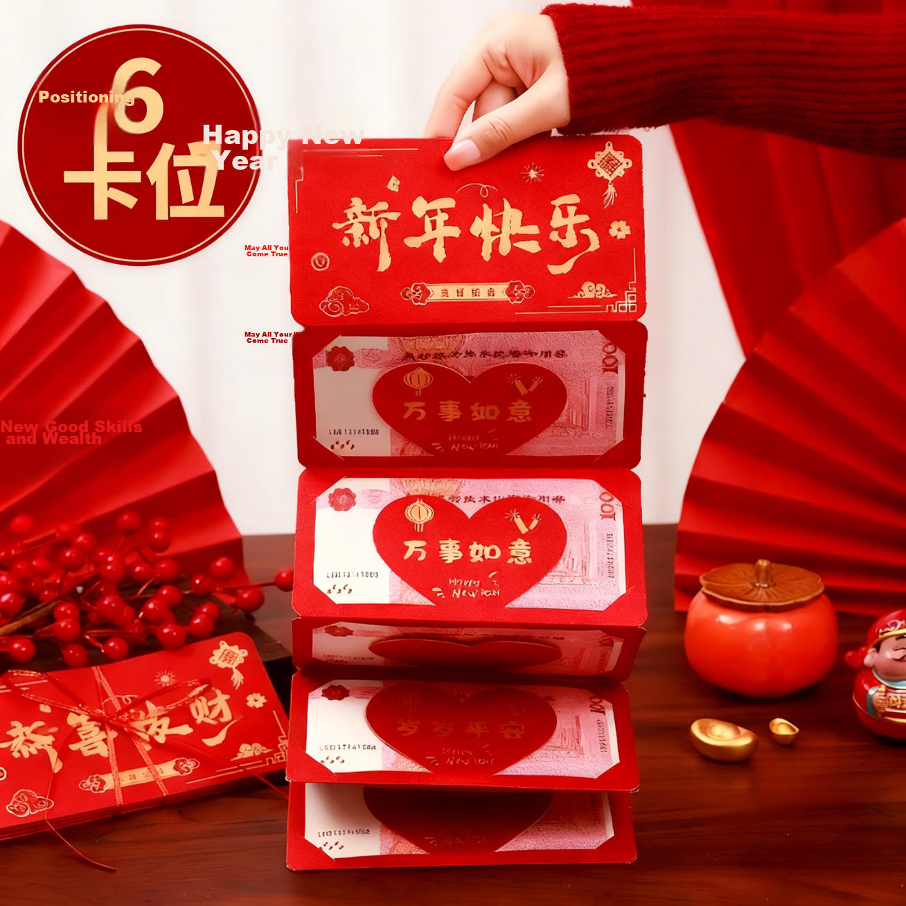 Jucai New Creative Foldable Large Red Envelope Happy New Year Year of the Horse Premium Red Packet 2026 Card Slot Ceremony Gift