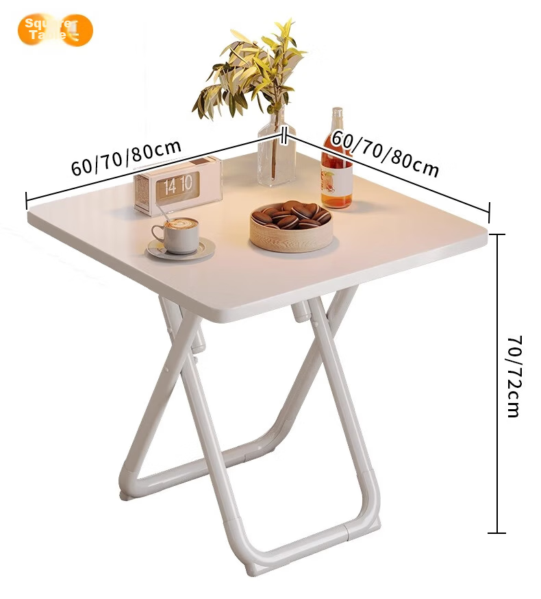 Chibilun Home Dining Table Small Apartment Cream White Square Table Portable Folding Table for Rental, Tea Shop, and Stall 18