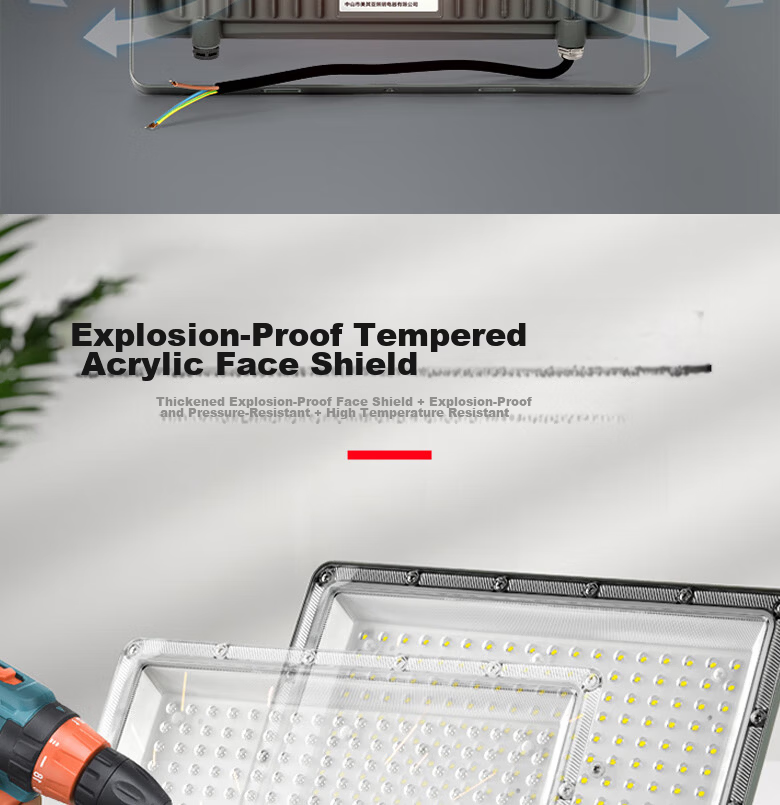 Yaming LED Floodlight Spotlight Outdoor Waterproof Courtyard Searchlight Factory Workshop Outdoor Lighting 2025 Model 100W 7