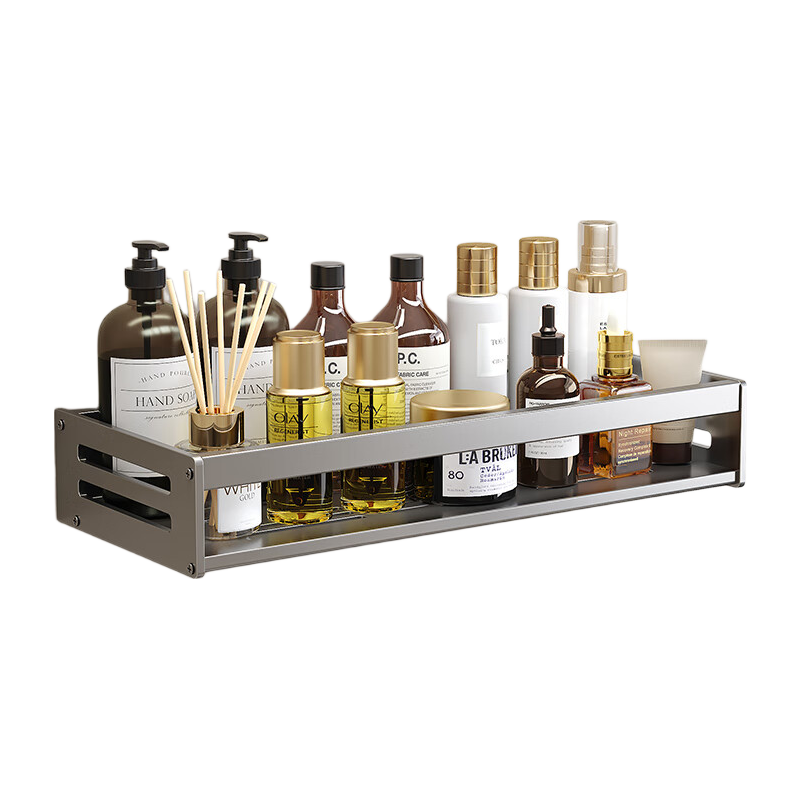 Baihan Bathroom Storage Rack, Shower Caddy, No Drilling Required, Wall-Mounted Shelf, Space Aluminum, Hooks Included, Moisture-Proof, Bathroom No-Drill Hooks, Washroom Vanity Hooks