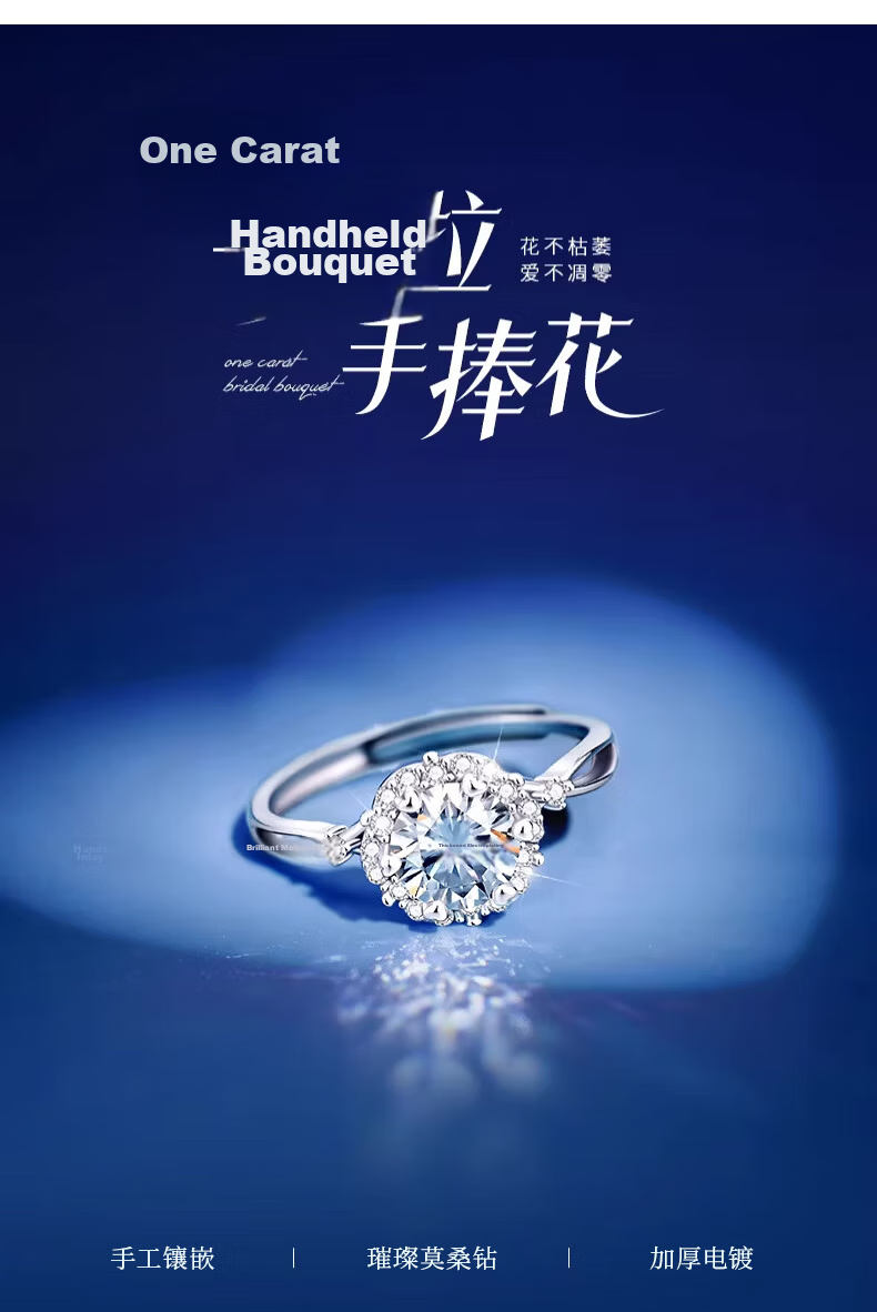 Kefuni 1 Carat Moissanite Engagement Ring for Women with Free GRA Certificate - Birthday and Qixi Festival Gift 3