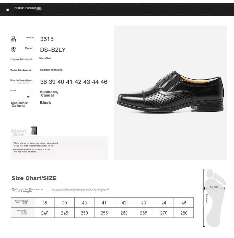 3515 Three-Prong Loafers, Comfortable And Breathable Men's Slip-On Business Formal Leather Shoes Derby Shoes, Black, Size 43 10
