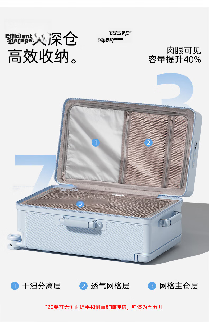 Pepsi Luggage Suitcase Front Opening Travel Case 24 Inch Unisex Wide Telescopic Handle Multifunctional Business Trip Password Lock Box 10