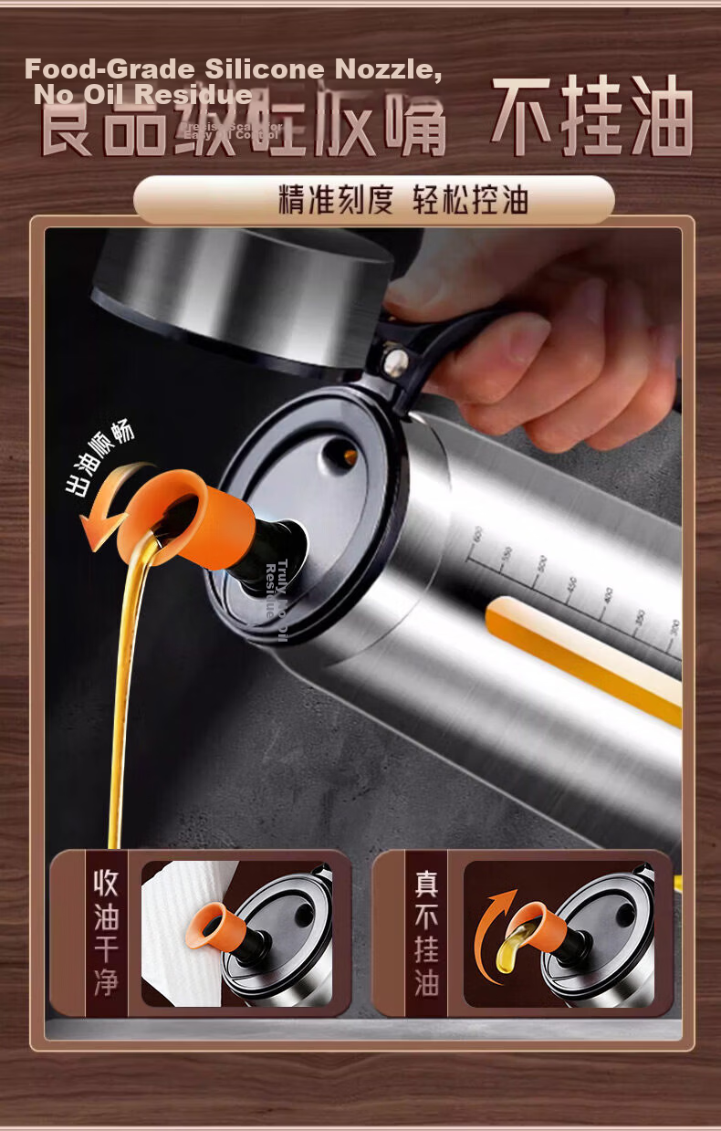 KATEI STORY 304 Stainless Steel Oil Dispenser Kitchen Household Food Grade Thickened Glass Oil Bottle Oil Can 2
